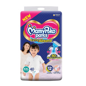 Mamypoko Baby Diapers XL Pants 48 Pcs Pack (12-17kg) Made in India
