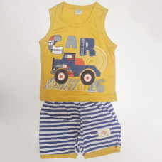 Fagottino Boys Sleeveless T-Shirt Set Boys Zone Yellow