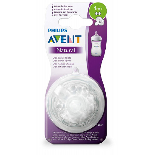 Philips Avent Natural Teat 1m+ Set of 2 ( Slow Flow)