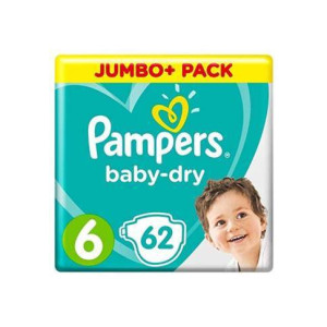 Pampers Baby Dry Size 6 Belt Jumbo Pack 13-18kg 62 pcs (UK)