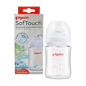 Pigeon SofTouch Wide Neck Nursing Bottle Glass - 160 ml