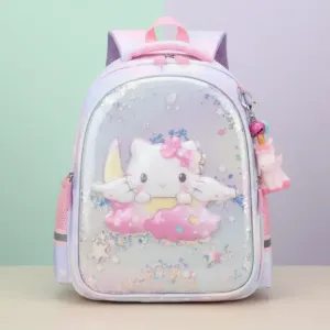 Children’s School Backpack - KT Cat Cartoon Bag for Kids (Purple)