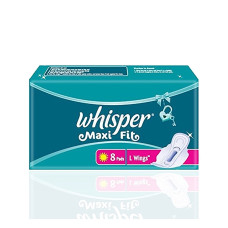 Whisper Maxi fit Wings Sanitary Pads for Women, Large, 8 Napkins