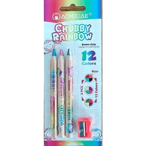 Acmeliae (43069) Chubby Color Pencil (3 pcs Set) with Sharpener