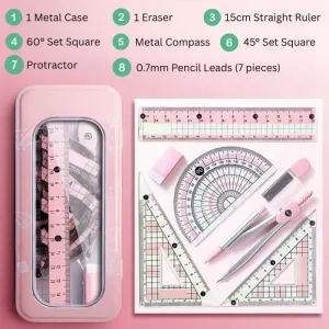 Anti-Myopia Compass & Ruler Set - 8 Pcs