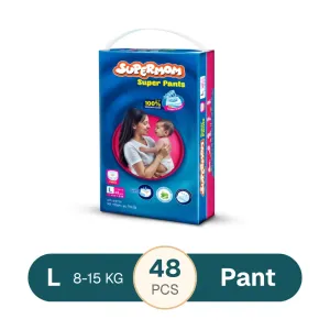 Supermom Baby Pant Diaper Large (8-15) Kg - 48 pcs 