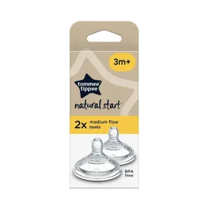 Tommee Tippee Natural Start Medium Flow Teats 3m+ 2 Pack