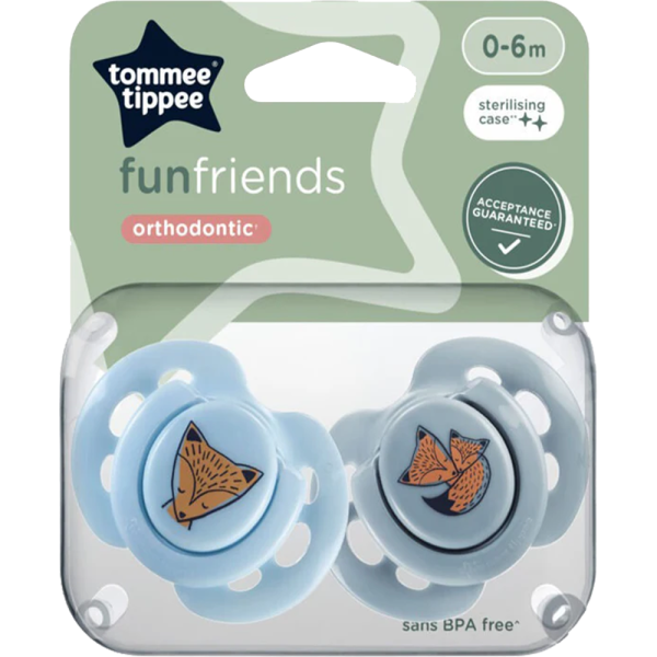 Tommee Tippee Fun Friends Orthodontic Soothers 6-18 Months, Set of 2