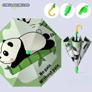 Children's Green Bamboo Panda Waterproof Cover Umbrella